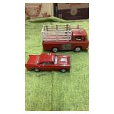 VINTAGE RED CAR AND TRUCK