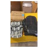 2 BACK PACKS AND WOOD BOX