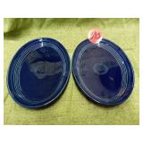 2 BLUE FIESTAWARE SMALL OVAL PLATES