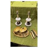 2 VINTAGE LAMPS, CELLULOUD CANITY SET