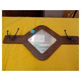 MIRRORED COAT RACK WALL HANGING, SOME DAMAGE TO