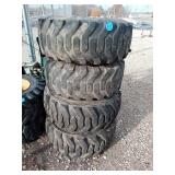 4 SKID STEER TIRES, 12-16