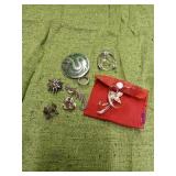 STERLING SILVER PINS AND CLIP EARRINGS