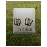 14 KARAT GOLD PIERCED EARRINGS WITH OPALS