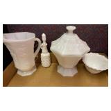 4 MILK GLASS PIECES