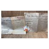 2 BROWNVILLE ,NE NEWSPAPERS- 1904/05 AND MENU FROM
