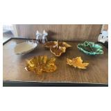 CERAMIC AND GLASS LEAVES, ONE LENOX AND CAT SALT