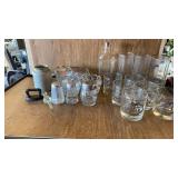 VINTAGE BOTTLES, GLASSWARE, CROCK AND CAST IRON