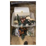 TOTE WITH CHRISTMAS LIGHTS AND DECORATIONS AND