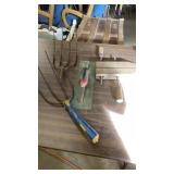 VINTAGE WOODEN CLAMP, FORKS, TROWEL
