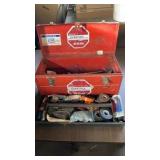 TOOL BOX WITH WIRE AND ELECTRICAL TAPE