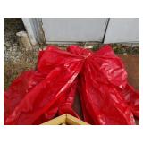 WOOD NATIVITY SET AND RED PLASTIC  BOWS