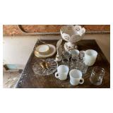 FIRE KING DISHES , JUICE CUPS, CASES AND MISC