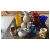 VASES, PITCHERS CREAMER/ SUGARER, DUTCH FIGURINES