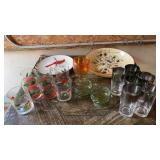 AVON CARDINAL PLATE , CHRISTMAS GLASSES, SMOKEY