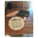 DECORATIVE CERAMIC DISHES, BELL AND ADVERTISING