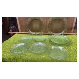 GREEN DEPRESSION PLATES- 2 OF THE DINNER PLATES