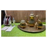 BRASS GOLD PLATED TEA SET FROM INDIA AND