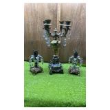 3 PIECE BRASS VINTAGE CANDLEABRA