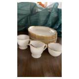 13 FIRE KING PLATES, CUP , SUGAR, CREAMER