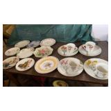 4 CHINA TULIP PLATES AND CUPS AND ASSORTMENT OF