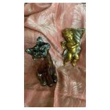 FENTON CAT AND WALL HANGING CUPID VASE