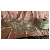 CAKE PLATE AND PLATTER, TINY WINE  GLASSES ,