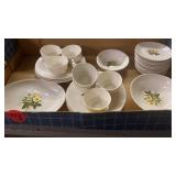 INCOMPLETE SET OF YELLOW ROSE DISHES- NO CHIPS