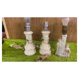 3 VINTAGE LAMPS 2 ARE MATCHING PAIR