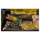 KVD PLASTIC COFFEE WORMS, LURES IN PKG AND 2 BAGS