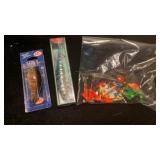 RAPALA & MID 1 LURES IN PKG-  PKG OF LARGE HOOKS