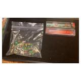 2 RAPALA LURES AND BAG OF COLORFUL WEIGHTED HOOKS