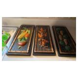 3 WALL CERAMIC HANGINGS - 60 OR 70 ERA 6 BY 15 IN