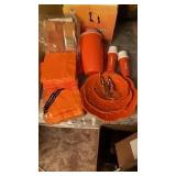 ORANGE CERAMIC THREE TIER TRAY , NAPKINS ,