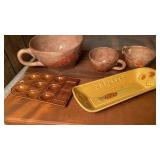 CERAMIC  POPCORN BOWLS, DEVILED EGG AND CRACKER