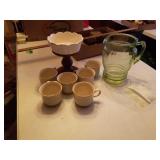 DEPRESSION PITCHER, COFFEE CUPS, MISCELLANOUS