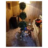 16" WOOD STAND, 51" ARTIFICIAL TREE, SOLID BRASS