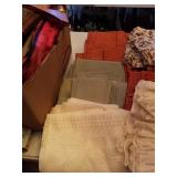 SHORT WINDOW CURTAINS AND HOOKS , MOSTLY 1 PAIR