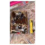 SET OF SILVERWARE AND MISC PIECES