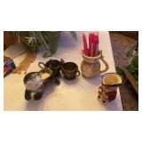 VINTAGE KITTY PLANTER, CREAMER SUGARER , CERAMIC