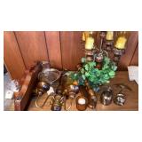 CANDLES ,BRASS BIRD ANS CONTAINER