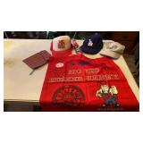HUSKER HAT,-DODGERS HATS, UMBRELLA, HANKIE,BAG