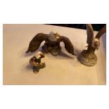 3 CERAMIC EAGLES - TALLEST ONE , 8 IN