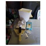 SMALL STYROFOAM COOLER, HEAT BULBS, MISCELLANOUS