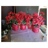 4 ARTIFICIAL POINTSETTA FLOWERS