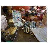 LAWN CHAIR CUSHIONS AND 3 LAWN CHAIRS