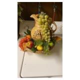 PITCHER AND BOWL WITH FAKE FRUIT- CERAMIC