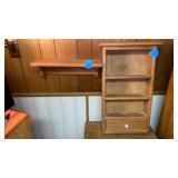 2 SHELVES FOR WALLS- ONE HAS DRAWER AND 3 SHELVES