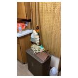 HAMPER WITH MOPS, BROOM DUSTER & DUST PAN