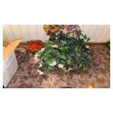 ARTIFICIAL GREENERY AND FLOWERS - SOME BRASS AND